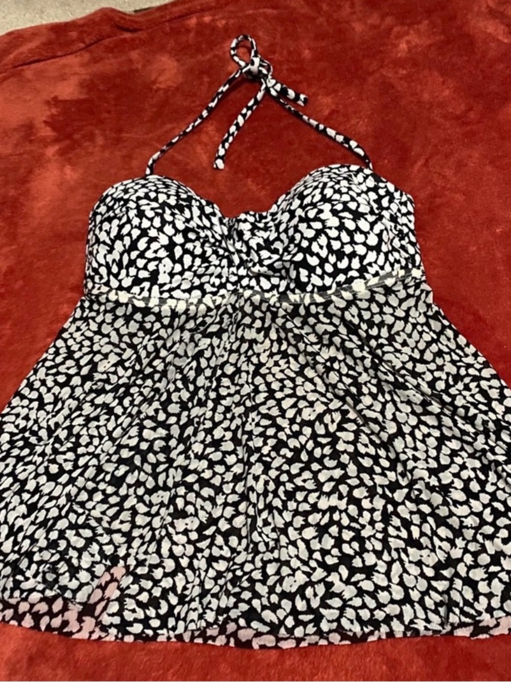 Black & White Print Halter Swim top - size M